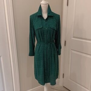 CAbi Green Long Sleeve Shirt Dress